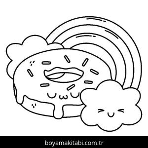 Donut boyama sayfası – çocuk aktivitesi, PDF indir