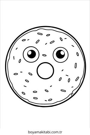 Donut boyama sayfası – çizgi film temalı, basit çizim