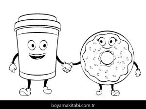 Donut boyama sayfası – yaratıcılık, eğlenceli etkinlik