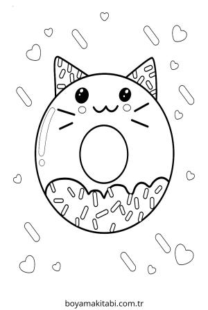 Donut boyama sayfası – çizgi film temalı, basit çizim