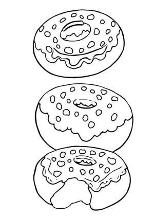 Donut boyama sayfası,  coloring page, Temel Üçlü Donut, 