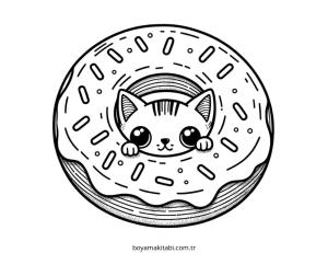 Donut boyama sayfası – evde etkinlik, ücretsiz yazdır