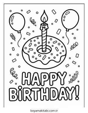 Donut boyama sayfası – sevimli karakter, sanatsal çalışma