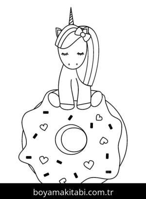 Donut boyama sayfası – çizgi film temalı, basit çizim