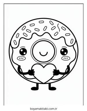 Donut boyama sayfası – yaratıcılığı geliştirir, keyifli zaman