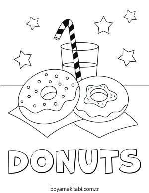 Donut boyama sayfası – çizgi film temalı, basit çizim