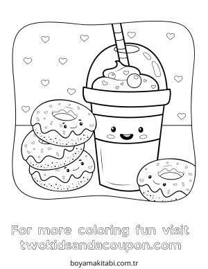 Donut boyama sayfası – keyifli zaman, renkli çizimler