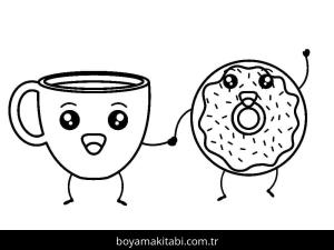 Donut boyama sayfası – eğlenceli etkinlik, el becerilerini geliştirir