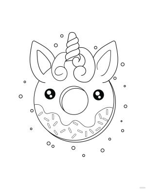 Donut boyama sayfası,  coloring page, Sevimli Tek Boynuzlu Donut, 