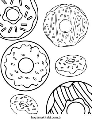Donut boyama sayfası – el becerilerini geliştirir, boyama çalışması