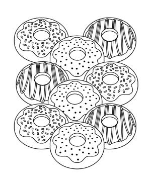 Donut boyama sayfası,  coloring page, çerçeveli, popüler, masalsı