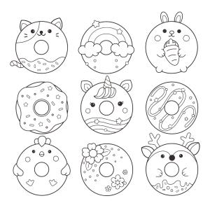 Donut boyama sayfası,  coloring page, Dokuz Donut, 