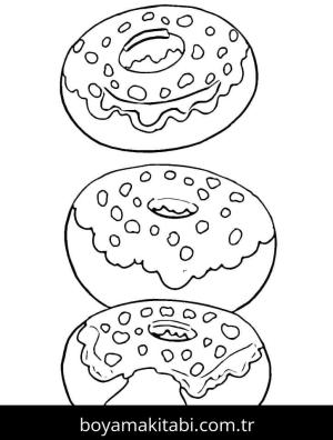 Donut boyama sayfası – renkli çizimler, okul öncesi