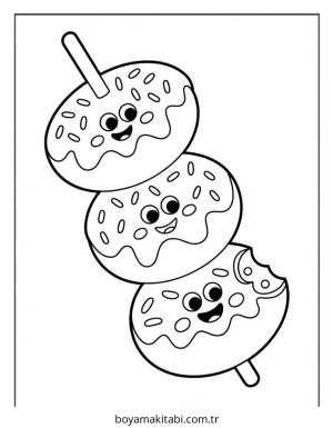 Donut boyama sayfası – eğitici aktivite, yaratıcılık