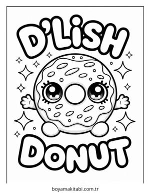 Donut boyama sayfası – PDF indir, sevimli karakter