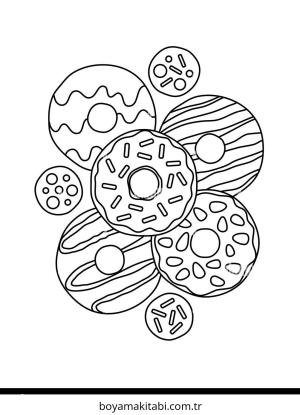 Donut boyama sayfası – eğitici aktivite, yaratıcılık