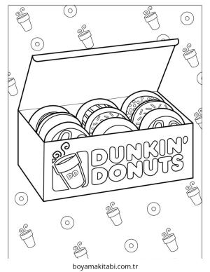 Donut boyama sayfası – çocuk aktivitesi, PDF indir