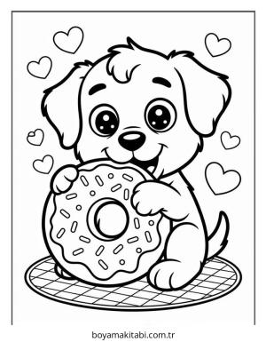 Donut boyama sayfası – yaratıcılığı geliştirir, keyifli zaman