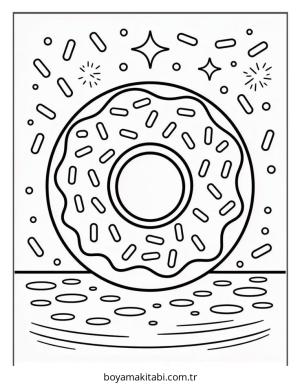 Donut boyama sayfası – eğitici aktivite, yaratıcılık
