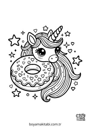 Donut boyama sayfası – sanatsal çalışma, çocuklar için