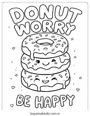 Donut boyama sayfası – PDF indir, sevimli karakter