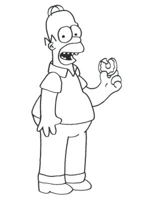 Donut boyama sayfası,  coloring page, Homer Simpson donut Tutuyor, 