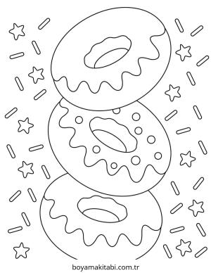Donut boyama sayfası – boyama etkinliği, çocuk aktivitesi