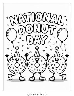 Donut boyama sayfası – kolay boyama, eğitici aktivite