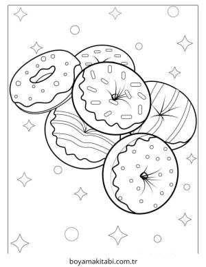 Donut boyama sayfası – renkli çizimler, okul öncesi