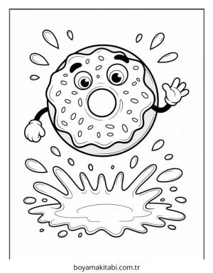 Donut boyama sayfası – çocuklar için, çizgi film temalı