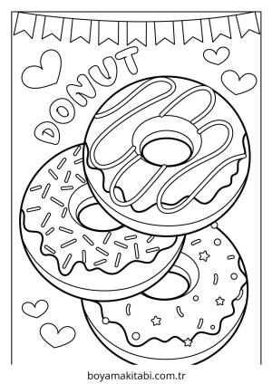 Donut boyama sayfası – okul öncesi, evde etkinlik