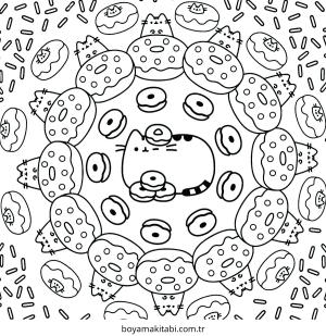 Donut boyama sayfası – PDF indir, sevimli karakter