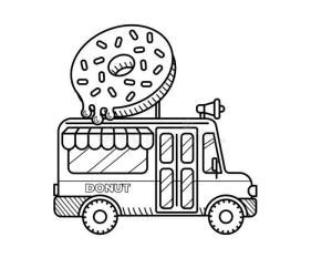 Donut boyama sayfası,  coloring page, Donut Araba, 