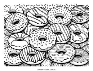 Donut boyama sayfası – çocuklar için, çizgi film temalı
