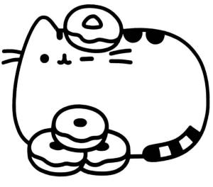 Donut boyama sayfası,  coloring page, Pusheen ile Donutlu, 