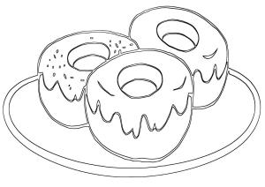 Donut boyama sayfası,  coloring page, Donut Tabağı, 