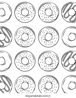 Donut boyama sayfası – eğitici aktivite, yaratıcılık
