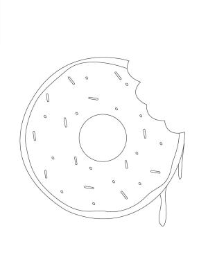 Donut boyama sayfası,  coloring page, Yarım Isırılmış Donut, 