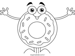Donut boyama sayfası – çocuk aktivitesi, PDF indir