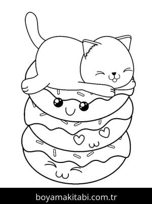 Donut boyama sayfası – sanatsal çalışma, çocuklar için