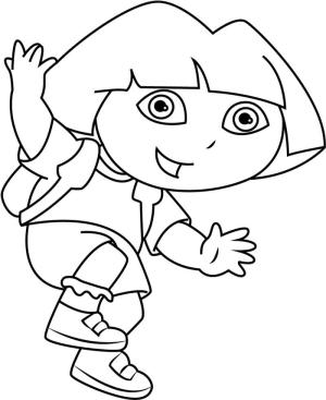 Dora boyama sayfası,  coloring page, Mutlu, Dora, Zıpla, 