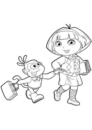 Dora boyama sayfası,  coloring page, Dora Ve çizmeler Okula Gitmek, 