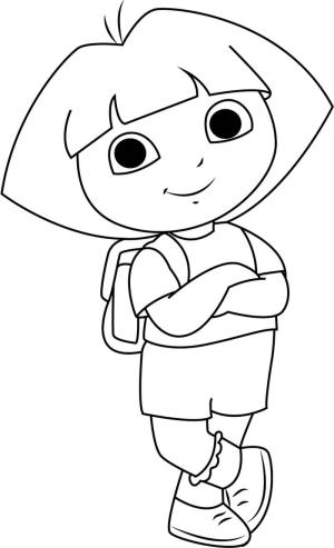 Dora boyama sayfası,  coloring page, Linda Dora Gülümseyen, 