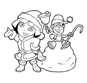 Dora boyama sayfası,  coloring page, Dora Ve Kışlık Bot, 