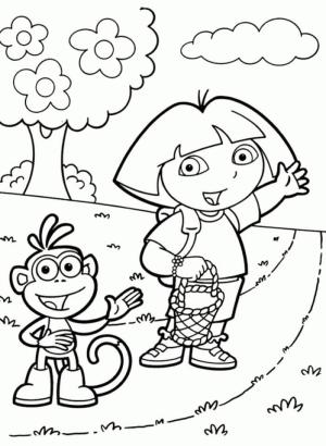 Dora boyama sayfası,  coloring page, Dora Ve Botlar Pikniğe Gidiyor, 