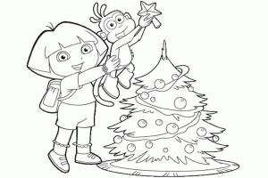 Dora boyama sayfası,  coloring page, Dora Ve Çizmeler Noel, 