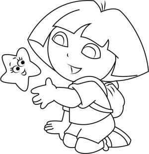 Dora boyama sayfası,  coloring page, Dora Ile Yıldız Karikatür, 