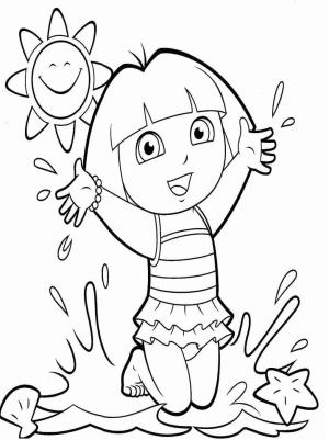 Dora boyama sayfası,  coloring page, Dora Sahilde, 