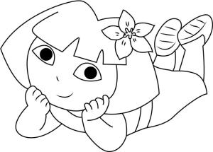 Dora boyama sayfası,  coloring page, Dora Gülümseyerek, 