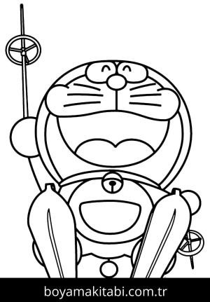 Doraemon boyama sayfası – çocuk aktivitesi, PDF indir